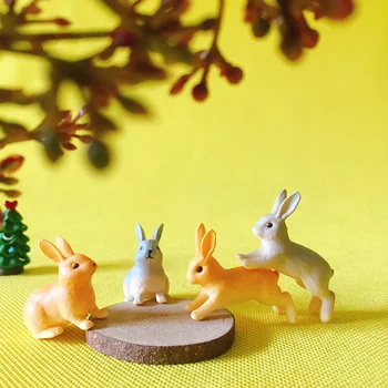 1pcs cute bunny/miniatiūros triušis/miela figuine/ gyvūnai/pasakos sodo gnome/terariumai apdaila/home stalo dekoras/amatai/a036