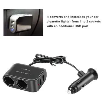 2 Būdas Automobilio Cigarečių Degiklio +LED Šviesos Jungiklis Auto Skirstytuvo Lizdo Įkroviklis, USB 12V/24V transporto priemonės žiebtuvėlio adapteris