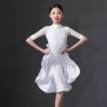 2020 lotynų Šokių Kostiumai Balta Šokių Sijonas Kostiumas lotynų Praktikos Atlikimo Drabužiai Mergaitėms Konkurenciją Šokių Suknelė DQS5162