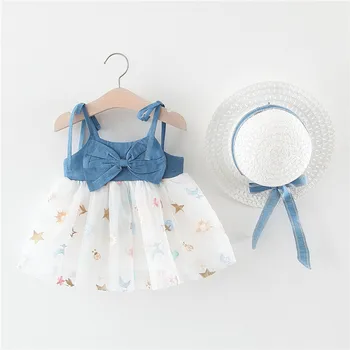 2020 Metų Vasaros Naujagimis Baby Girl Dress Kūdikių Drabužiai Mielas, Vaikams, Suknelės Princesė Bamblys Mergina Suknelės +Sunhat Baby Girl Apranga