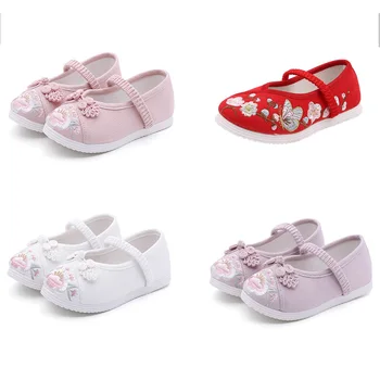 2020 naujas Kinų stiliaus vaikų siuvinėjimo batų retro mados vaikiška avalynė pavasarį ir rudenį įžymybė šokių bateliai 25-36