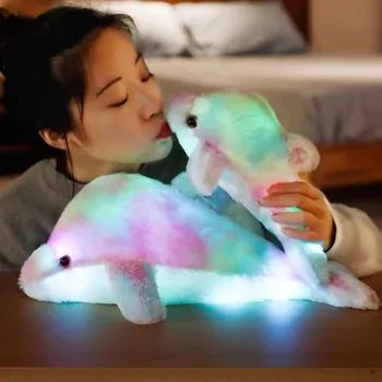30/45cm Kūrybos Šviesą LED Delfinų Iškamšos Pliušinis Žaislas Spalvinga Animacinių filmų Banginis Spindinčią Kalėdų Naujųjų Metų Dovana Vaikams Mergaitėms