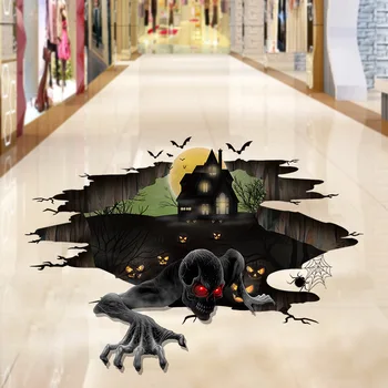 3D Naujų Halloween2023 Skaldyti Sienos Pilis Varna Monster House Voras Helovinas Atmosferą Lipdukai Dekoratyviniai Sienų Lipdukai