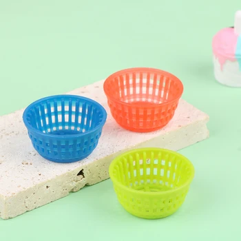 3Pcs/Set 1:12 Miniatiūriniai Lėlių Krepšelį Skalbimo Daržovių, Vaisių Krepšeliai Maisto produktų Laikymo Krepšiai Modelis Virtuvės Dekoro Žaislas