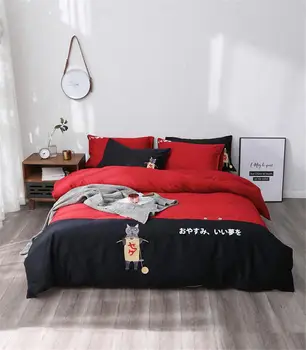 42 Japonų stiliaus Patalynės Komplektas Quen King Size Butas Lapas Pagalvių užvalkalai egipto medvilnės Antklode Padengti Antklodė Padengti cute kačių Lova Padengti
