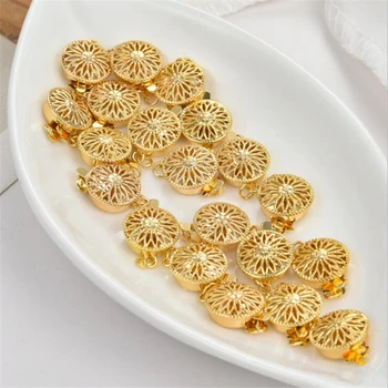 4pcs/daug naujų, padengtą aukso spalvos 12mm tuščiaviduriai gėlių magnetas sagtis jungtys 