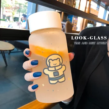 500ml Kūrybos Astronautas Vandens Puodelį Stiklo Buteliai Kawaii Vandens Butelis Ekologinio Draugiškas Stiklo Akiniai Mielas Mano Butelis Puodeliai Waterbottle