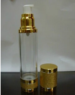 50ps/daug 50ml aukso dangčio plastmasės vakuumo buteliuką, 50ml tuščias aukso spalvos emulsija tuščias butelis