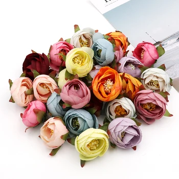 5vnt 4CM Arbatos Rožės Pumpuras Dirbtinių Gėlių Galvučių Namų Vestuvių Decora 