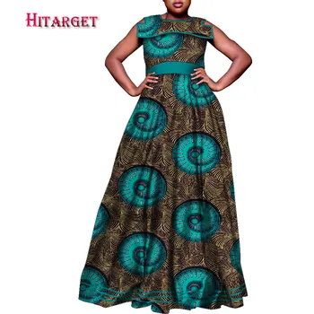 Afrikos Drabužiai Moterims Ankaros Moterų Mados Gėlių Spausdinti Suknelės O-kaklo Maxi Ilgio Suknelės Dashiki Afrikos Šalis Suknelė WY9241