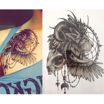 Atsparus vandeniui Laikina Tatuiruotė Lipdukas liūto galva su dream catcher dreamcatcher tatto 