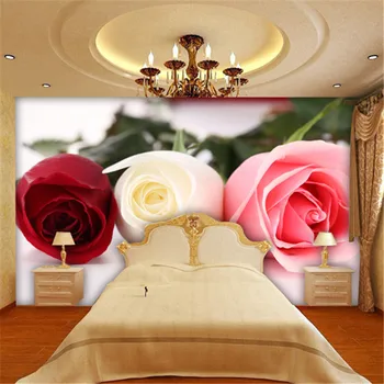beibehang TV foną tapetai šiuolaikinės romantiškas rožės tapyba kambarį restoranas stereoskopinis 3d vaizdo siena tapetai