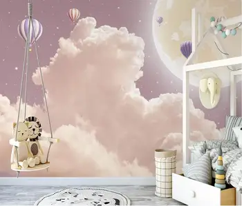 beibehang Užsakymą 3d tapetai, freskos Šiaurės svajonių debesis karšto oro baliono princesė kambario, vaikų kambario sienos fone