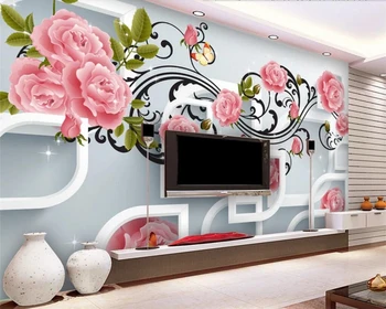 Beibehang Užsakymą tapetai 3D rožinė dar rose TV fono sienos svetainė, miegamasis, sofa fono sienos freskos 3d tapetai