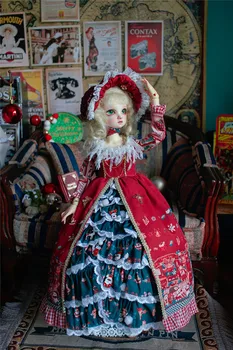 BJD doll drabužiai tinka 1/3, 1/4, 1/6 dydis Kalėdų eglutė retro palace suknelė lėlės rinkinys priedai