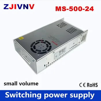 CE patvirtinimo Mini dydžio 500W 24V 20A LED impulsinis Maitinimo šaltinis 110v/ 220vac-dc24v transformatorius šaltinis 24v smps su ventiliatoriumi MS-500-24