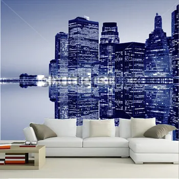 Custom 3D freskomis,gražus niujorke naktį papel de parede , gyvenamasis kambarys su sofa-lova, TV wall vaikų miegamojo sienos popieriaus