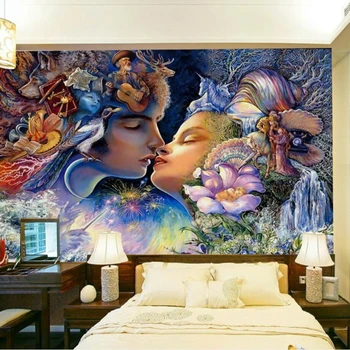 Custom 3D tapetai, freskos elf porą aliejaus tapybai fono sienos miegamajame fone sienų apdailai tapybos freskos