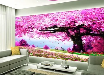 Custom Foto Tapetų Klijuoti Romantiška Sakura Medžio Estetinės Dekoratyvinės Sienų Fone Sienos papel de parede