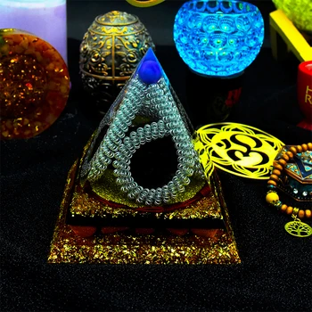 didelis 12cm rankų darbo orgone piramidės Didelio dydžio ir didelės energijos kristalų ir vario Dvasinės Energijos orgonite Švytuoklės