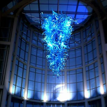 Dome Šviestuvais, Lempomis, Didelis Mėlynas Šiuolaikinės Kristalų Pakabukas Žibintas skirtas Namų Puošybai Ranka Pūstinis Stiklas Žibinto 28 60 Cm