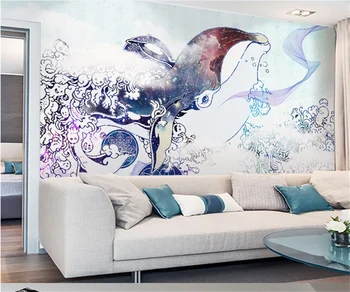 Europos ranka-dažytos banginis modernus minimalistinio fone sienų tapybos užsakymą namų puošybai foto tapetai