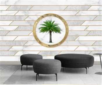 Geometrinis imitacija marmuro mozaikos plytų siena kūrybos aukso TV foną, sienų tapyba užsakymą tapetai, freskos