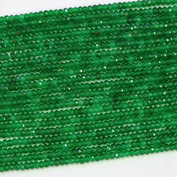 Gražus malaizija žalia natūralaus akmens jades chalcedony 2*4 mm briaunotas abacus prarasti karoliukai 