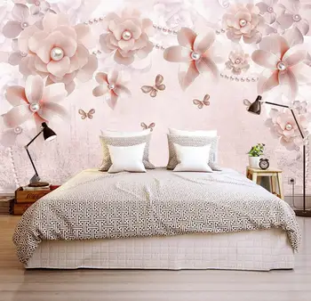 Individualizuotos fono paveikslėlį Viduržemio jūros regiono stiliaus pink pearl fone sienų tapybos namų puošybai kambarį miegamasis freskos 3d tapetai