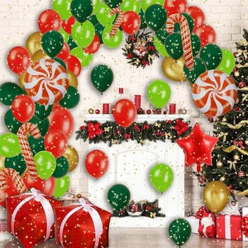 Kalėdų Balionų Girliandą Arch Rinkinys Raudona Balta Cukranendrių Saldainių, Balionų, Dovanų Dėžutėje Folija Globos Kalėdų Vakarėlį Namų Puošybai