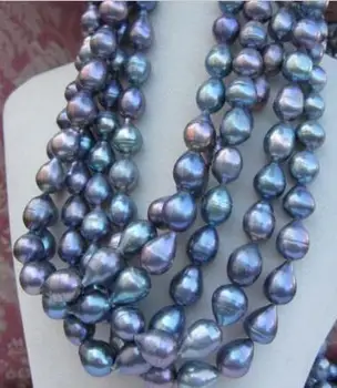 KARŠTO Didžiulis 11-13mm PIETŲ JŪROS juoda mėlyna baroko perlų vėrinį