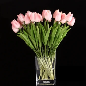Karšto Pardavimo 10vnt Tulip Gėlių Latekso Nekilnojamojo Touch Vestuvių Puokštė Dekoro Geriausios Kokybės Gėlės (pink tulip)