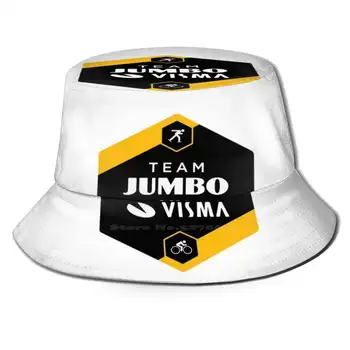 Komanda Jumbo Visma - Flat Top Kvėpuojantis Kibirą Skrybėlės Jumbo Visma Dviratininkas Cyclism 