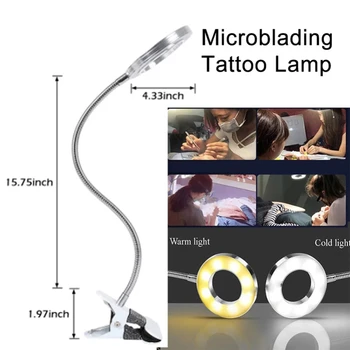 LED Antakių Lūpų Tatuiruotė Lempos Manikiūro, Nagų Dailės Stalo Lempa Su Apkaba Su 8 Didinamąjį Už Microblading Antakių Blakstienų Pratęsimo