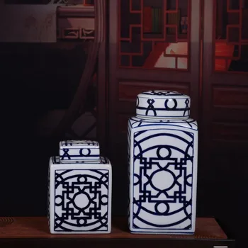Namų Dekoravimo Jingdezhen Keramikos puodą Papuošalai Klasikinės Keramikos Aikštėje Kambario, Biuro Apdailos mėlyna balta porceliano jar vaza