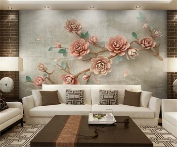 Naujas Kinų stiliaus iškilumo bijūnas gėlių 3D TV foną, sienų danga gyvenimo kambario, miegamasis profesinės užsakymą sienų tapetai