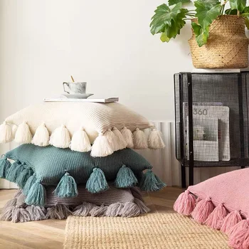 Nauji megztiniai Gryna Pagalvėlė Padengti Pagalvę mados akrilo kamuolys kutas namų sofa-lova tekstilės meilužis grožio Dec didmeninė FG812-2