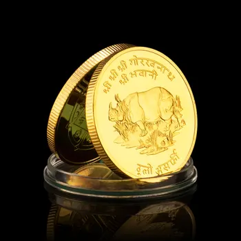 Nepalo Raganosio Unicornis Suvenyrų Monetos, Aukso spalvos Kolekcines, Basso-relievo Ne valiuta Proginės Monetos