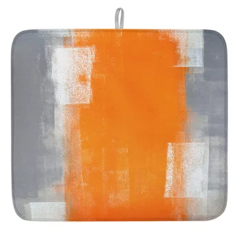 Oranžinė Pilka Anotacija Tekstūros Naujas Patiekalas Džiovinimo Kilimėlis Virtuvės Šiuolaikinės Absorbentas Džiovinimo Kilimėlis Viešbučio Bare Placemat