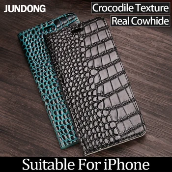 Prabanga Telefono dėklas Skirtas iPhone 6 7 8 Plus X Xs Max Atveju Krokodilas tekstūros, Flip Dangtelis, Skirtas 