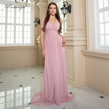 Rožinė Pamergės Rankovių Vakare Gown V-Kaklo, Plisuotos Ritininės Prabanga Šifono Suknelė, Vestuvės Bordo Elegantiškas Moterų 2022