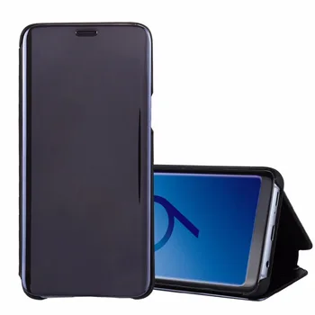 Samsung Galaxy S9+ Galvaninių Mirror horizontal Flip Odinis dėklas su Laikikliu, Telefono Dangtelį Galaxy S9