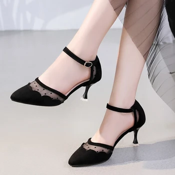 Sandalai Moterims 2021 Elegantiškas Dirželio Sagtis Vasaros Pointe Aukšti Kulniukai Akių Orui Šalies Siurbliai Zapatos De Mujer F-26