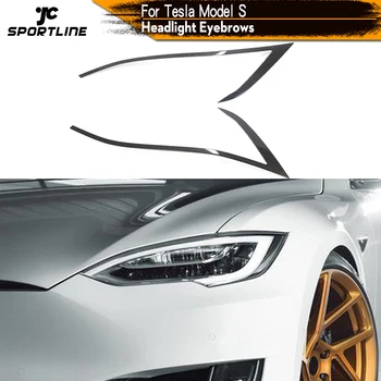 Sausas Anglies Pluošto priekinis žibintas Antakiai už Tesla Model S 2016 - 2020 Grynas Anglies Vokų Lipdukas Apdaila Apdaila