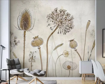 Sausas šakas gėlių egzempliorių ranka pieštas tapetai,svetainė, televizorius, sofa-sienos virtuvės, miegamojo, kavinė sienos dokumentų namų dekoro freskos