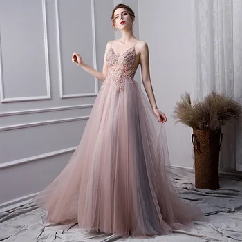 Seksualus Duobute vakarinę Suknelę 2019 Naujas Mados Elegantiškas Pokylių Suknelės V-kaklo Spageti Dirželis Backless Linijos, Keltas Šalis Suknelė