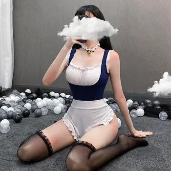 Sexy Anime Tarnaitė Cosplay Kostiumų Klasikinė Mėlyna Balta Erotika Bodysuit Moterų Apatiniai