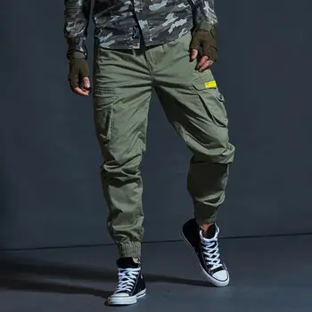 Stilingas Krovinių Pants Plus Size Vyrų Kelnės Visos Rungtynės Palaidų montavimo Gryna Spalva Krovinių Kelnės Multi Kišenės