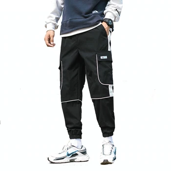 Streetwear Vyras Jogger Kelnes Šoninių Kišenių laisvo Stiliaus Vyrų Sweatpants Mados 2021 High Street Atsitiktinis Pants Mens Haremo Kelnės