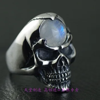 Tailando rankų darbo sidabro žiedas mfor vyras mėnulio akmuo kaktos kietos 925 sidabro kaukolės žiedas s925 sidabro vyras žiedas